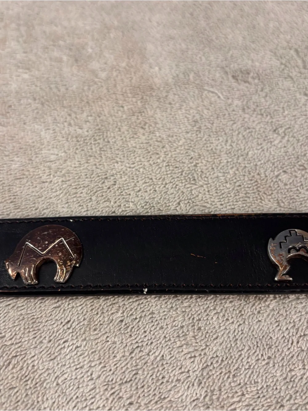 Black Leather Western-Inspired Women's Belt with Metal Accents SZ 32 Vintage